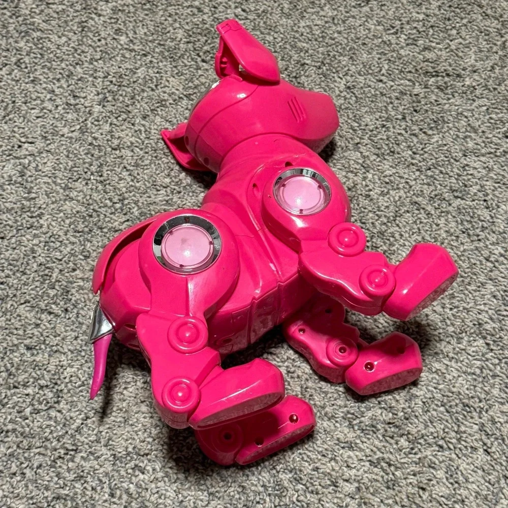 Vintage Pink Robot Dog Interactive Electronic Toy Light Up Eyes Tested Works